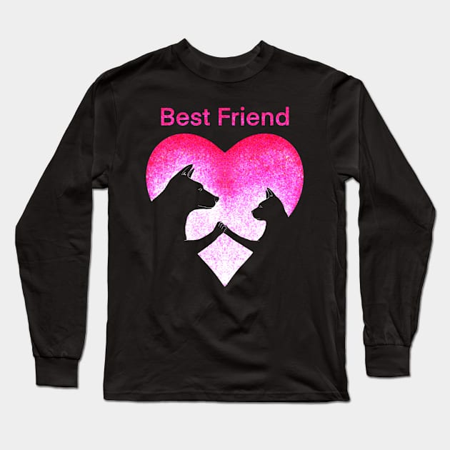 Dog and cat best friend love Long Sleeve T-Shirt by Artardishop